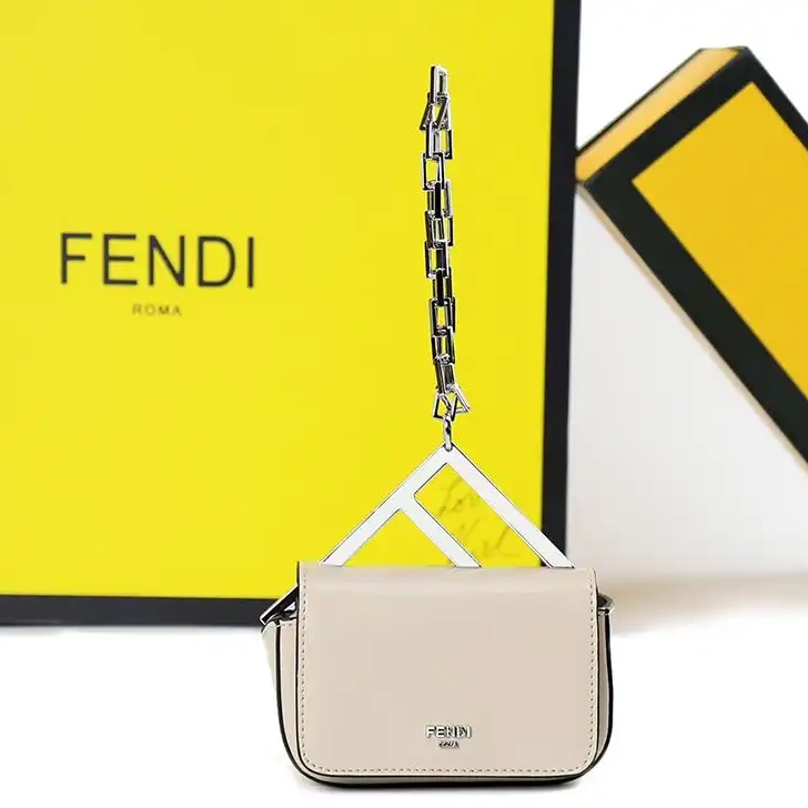 Vintage HOT Calf Nano F Fendi Bag In Beige Leather 0701